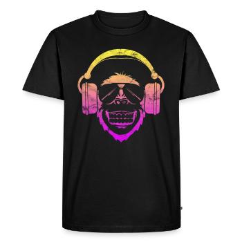 Singe DJ singe avec casque et lunettes de soleil - T-shirt Premium bio Homme - noir - Devant - Nico (187cm)