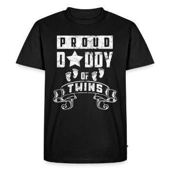 Father Twins Proud Dad Daddy of Twins gift - Men's Premium Organic T-Shirt - black - Front - Nico (187cm)