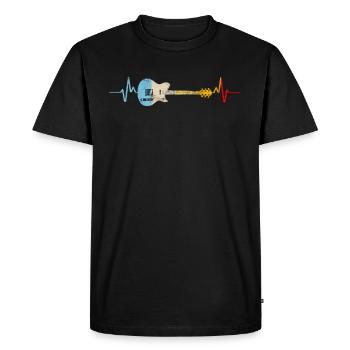 Gift Heartbeat Guitar Vinatge - Men's Premium Organic T-Shirt - black - Front - Nico (187cm)