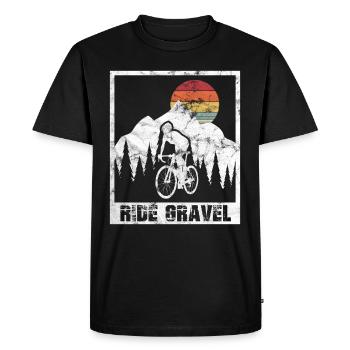 Vintage Gravel Bike Road Bike Ride Gravel Cyclocross - T-shirt Premium bio Homme - noir - Devant - Nico (187cm)