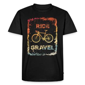 Gravel Bike Road Bike Ride Gravel Cyclocross Retro - T-shirt Premium bio Homme - noir - Devant - Nico (187cm)