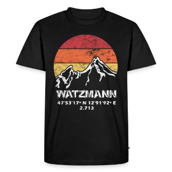 Watzmann 2713 Watzmannmassiv Bayern Bergsteigen - Männer Premium Bio T-Shirt - Schwarz - Vorne - Nico (187cm)