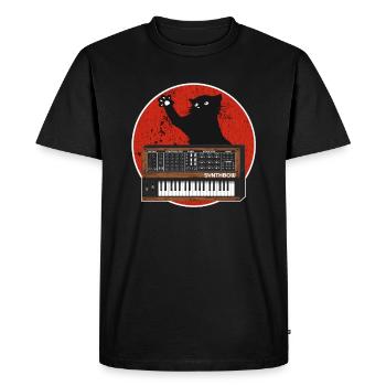 Synthesizer Retro Synth ADSR Analogique Modular Chat - T-shirt Premium bio Homme - noir - Devant - Nico (187cm)