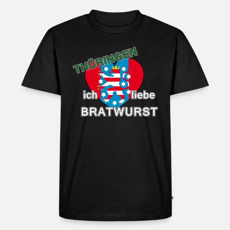 Thüringen - ich liebe Bratwurst - Männer Premium Bio T-Shirt - Schwarz