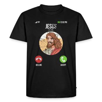 Jésus appelle - Jésus appelle un cadeau drôle - T-shirt Premium bio Homme - noir - Devant - Nico (187cm)