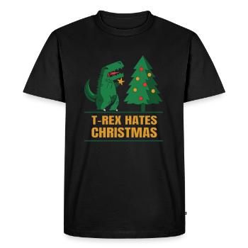 T-Rex déteste Noël drôle Trex Dino - T-shirt Premium bio Homme - noir - Devant - Nico (187cm)