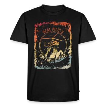 Helicopter Helicopter Pilot - Men's Premium Organic T-Shirt - black - Front - Nico (187cm)