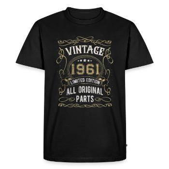 Born in 1961 Birthday gift 61 years - Men's Premium Organic T-Shirt - black - Front - Nico (187cm)