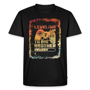 Vintage Leveling up Grand frère Big Brother - T-shirt Premium bio Homme - noir - Devant - Nico (187cm)