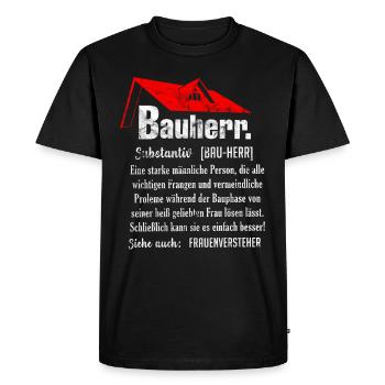 Vintage Bauherr Hausbau Eigenheim lustiges Geschen - Männer Premium Bio T-Shirt - Schwarz - Vorne - Nico (187cm)