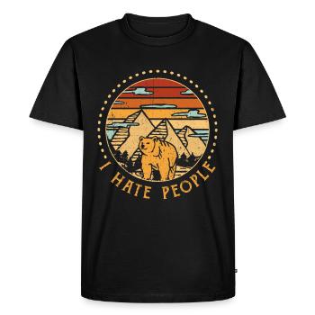 Ours I Hate People Retro Vintage - T-shirt Premium bio Homme - noir - Devant - Nico (187cm)