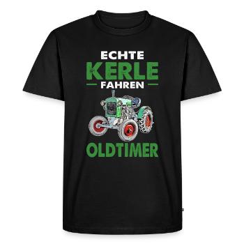 Echte Kerle fahren Traktor individuelles Design - Männer Premium Bio T-Shirt - Schwarz - Vorne - Nico (187cm)
