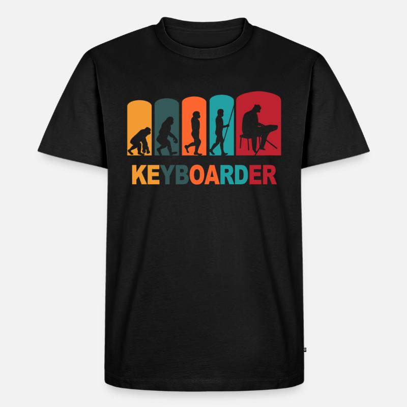 Keyboarder Evolutions Keyboardspieler - Männer Premium Bio T-Shirt - Schwarz