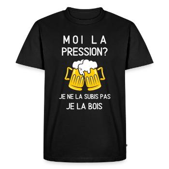 moi la pression je ne la subis pas je la bois - T-shirt Premium bio Homme - noir - Devant - Nico (187cm)