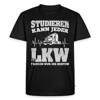 LKW Fahrer Studieren Kann Jeder LKW Fahren Nur Die - Männer Premium Bio T-Shirt - Schwarz - Vorne - Nico (187cm)