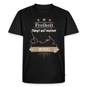 Biker Motorrad Spruch Goldwing Gold Wing Freiheit - Männer Premium Bio T-Shirt - Schwarz - Vorne - Nico (187cm)