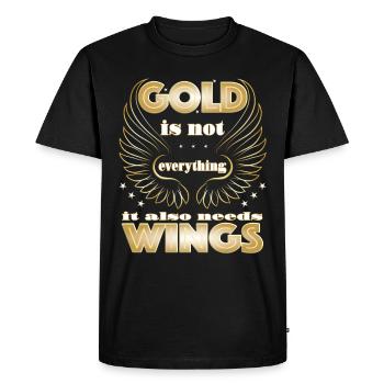 Gold is not everything it also needs Wings - Men's Premium Organic T-Shirt - black - Front - Nico (187cm)