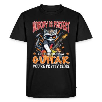Guitar Cat - Nobody Is Perfect - Guitariste - T-shirt Premium bio Homme - noir - Devant - Nico (187cm)