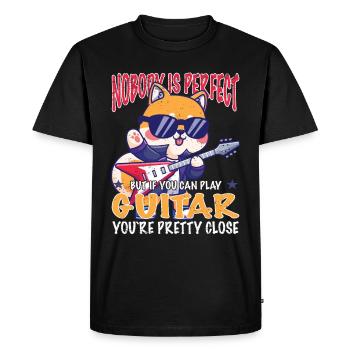 Cat Guitar Guitariste - Personne n’est parfait - T-shirt Premium bio Homme - noir - Devant - Nico (187cm)