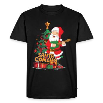 Noël Père Noël Saint-Nicolas guitare - T-shirt Premium bio Homme - noir - Devant - Nico (187cm)