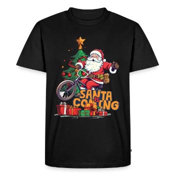 Noël Père Noël Saint-Nicolas vélo - T-shirt Premium bio Homme - noir - Devant - Nico (187cm)