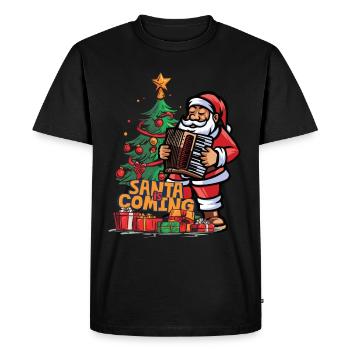 Noël Père Noël Saint-Nicolas accordéon - T-shirt Premium bio Homme - noir - Devant - Nico (187cm)