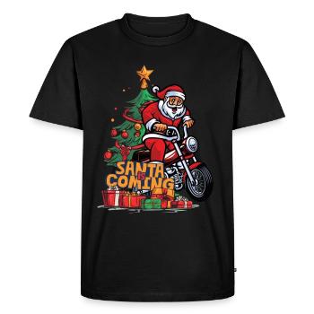 Noël Père Noël Saint-Nicolas Moto - T-shirt Premium bio Homme - noir - Devant - Nico (187cm)