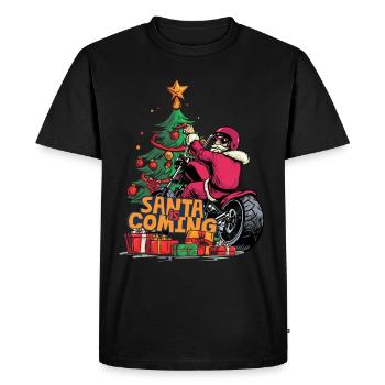 Noël Père Noël Saint-Nicolas Moto - T-shirt Premium bio Homme - noir - Devant - Nico (187cm)