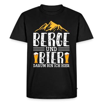 Berge und Bier Wandern Biertrinken Geschenk - Männer Premium Bio T-Shirt - Schwarz - Vorne - Nico (187cm)