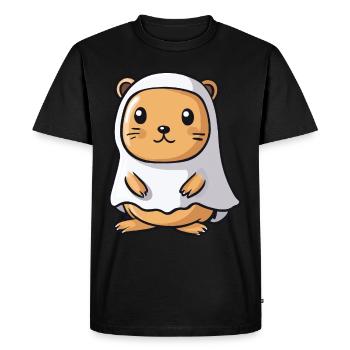 Beaver Halloween Comic Ghost - Men's Premium Organic T-Shirt - black - Front - Nico (187cm)
