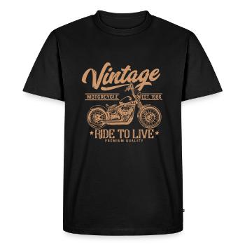 Vintage motorcycle motorcyclist - Men's Premium Organic T-Shirt - black - Front - Nico (187cm)