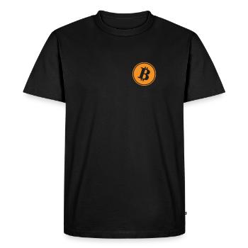 Bitcoin Logo Pocket - Men's Premium Organic T-Shirt - black - Front - Nico (187cm)