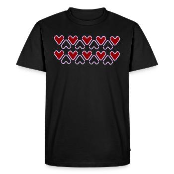 Motif de cœur (rouge et noir) - T-shirt Premium bio Homme - noir - Devant - Nico (187cm)
