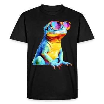 Hacko the spectacled lizard - Men's Premium Organic T-Shirt - black - Front - Nico (187cm)