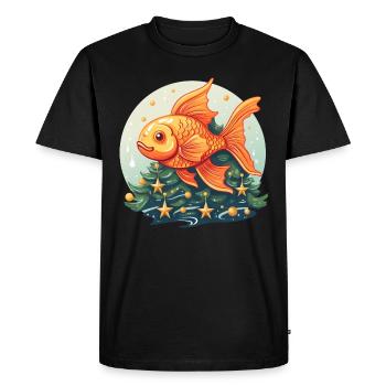 Sapin de Noël avec poisson rouge - T-shirt Premium bio Homme - noir - Devant - Nico (187cm)