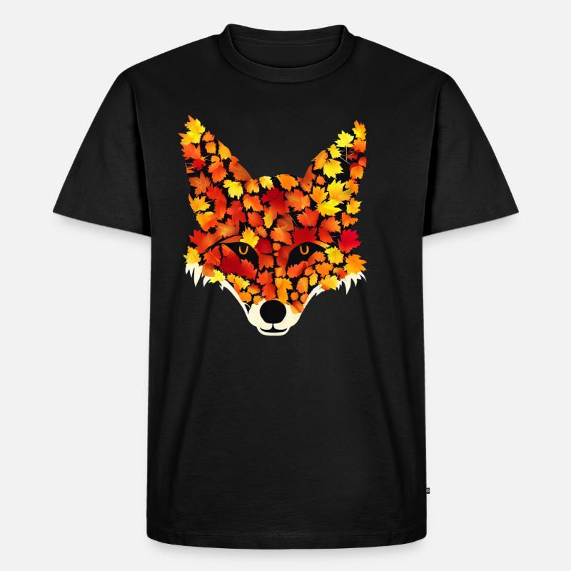 Fuchs aus Herbstblättern - Männer Premium Bio T-Shirt - Schwarz