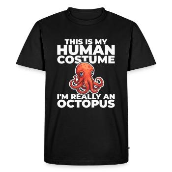Funny Octopus Kraken Ocean Squid Tintenfisch - Men's Premium Organic T-Shirt - black - Front - Nico (187cm)