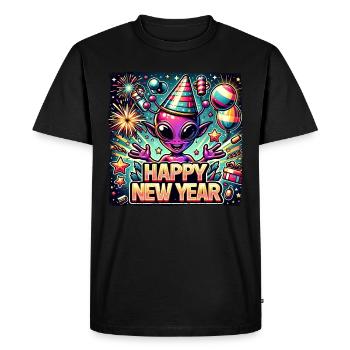 Nouvel An Réveillon du Nouvel An Alien Joyeux Noël - T-shirt Premium bio Homme - noir - Devant - Nico (187cm)