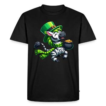 Fête de la Saint-Patrick zèbre Cartoon Pot de chemise d’or - T-shirt Premium bio Homme - noir - Devant - Nico (187cm)