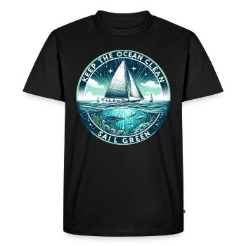 Sail Sailboat Ocean Clean Keep Sailing Green - Men's Premium Organic T-Shirt - black - Front - Nico (187cm)