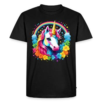Unicorn Rainbow Cute Pony Kids Girls - Men's Premium Organic T-Shirt - black - Front - Nico (187cm)