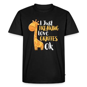 Amour animal girafe - T-shirt Premium bio Homme - noir - Devant - Nico (187cm)
