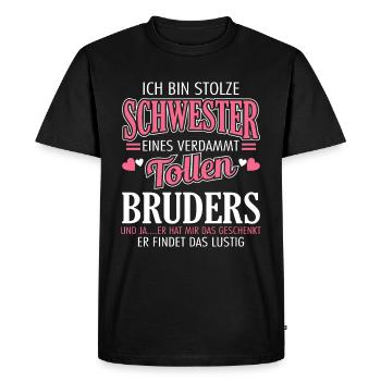 Fière soeur - T-shirt Premium bio Homme - noir - Devant - Nico (187cm)