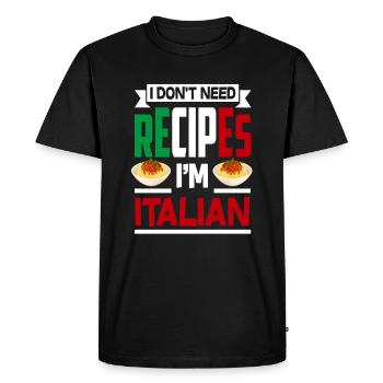 Recettes italiennes - T-shirt Premium bio Homme - noir - Devant - Nico (187cm)