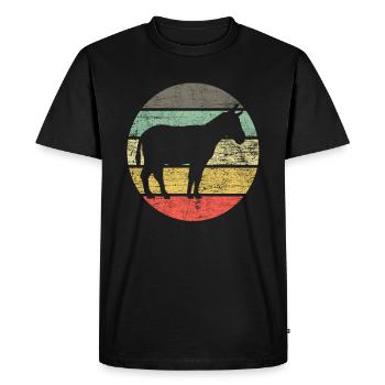 Âne rétro - T-shirt Premium bio Homme - noir - Devant - Nico (187cm)