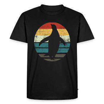 Pingouin rétro - T-shirt Premium bio Homme - noir - Devant - Nico (187cm)