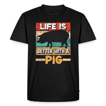porc - T-shirt Premium bio Homme - noir - Devant - Nico (187cm)