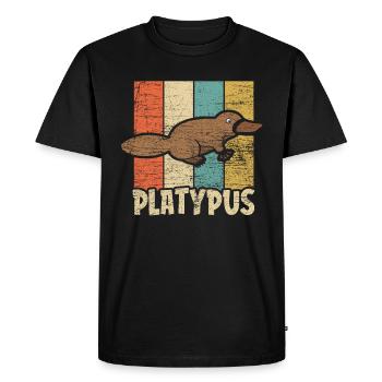 Platypus retro - Men's Premium Organic T-Shirt - black - Front - Nico (187cm)
