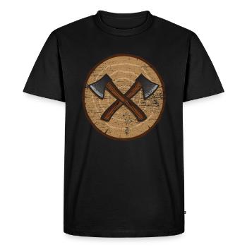 Hache bois tronc d’arbre - T-shirt Premium bio Homme - noir - Devant - Nico (187cm)