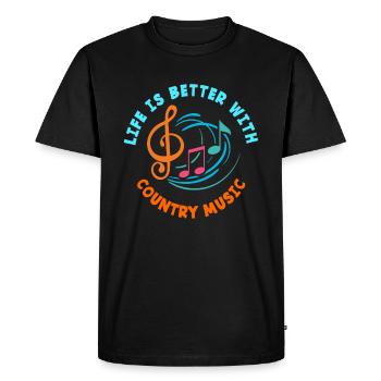 La vie est meilleure avec la musique country - T-shirt Premium bio Homme - noir - Devant - Nico (187cm)